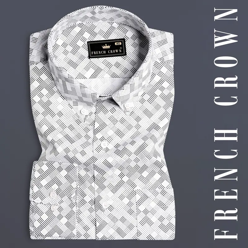 Bright White And Black Printed Super Soft Premium Cotton Shirt 7