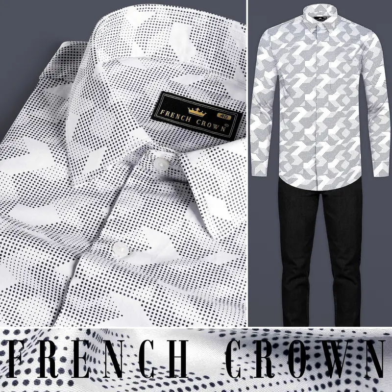 Bright White And Black Printed Super Soft Premium Cotton Shirt 8