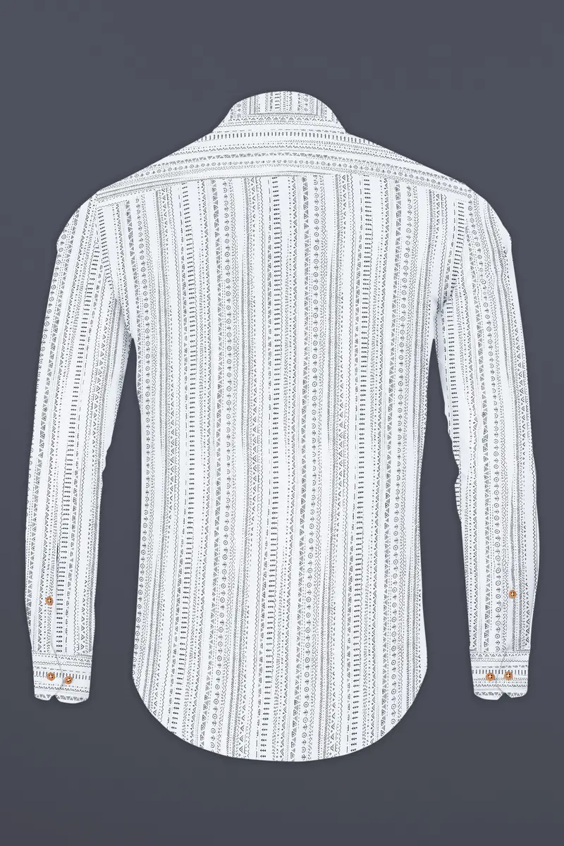 Bright White And Black Tribal Pattern Premium Cotton Kurta Shirt 6