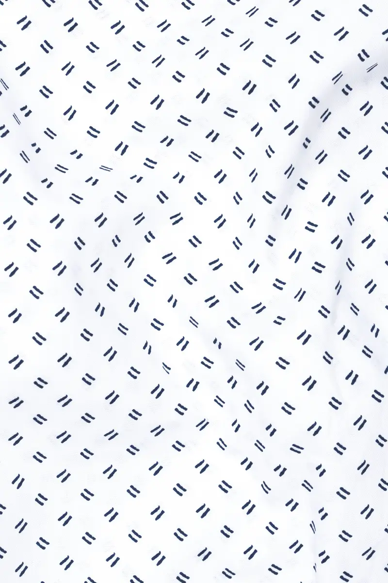 Bright White And Blue Printed Super Soft Premium Cotton Shirt 2