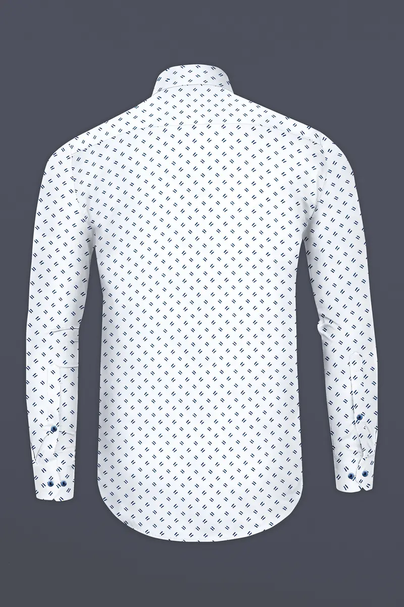 Bright White And Blue Printed Super Soft Premium Cotton Shirt 5