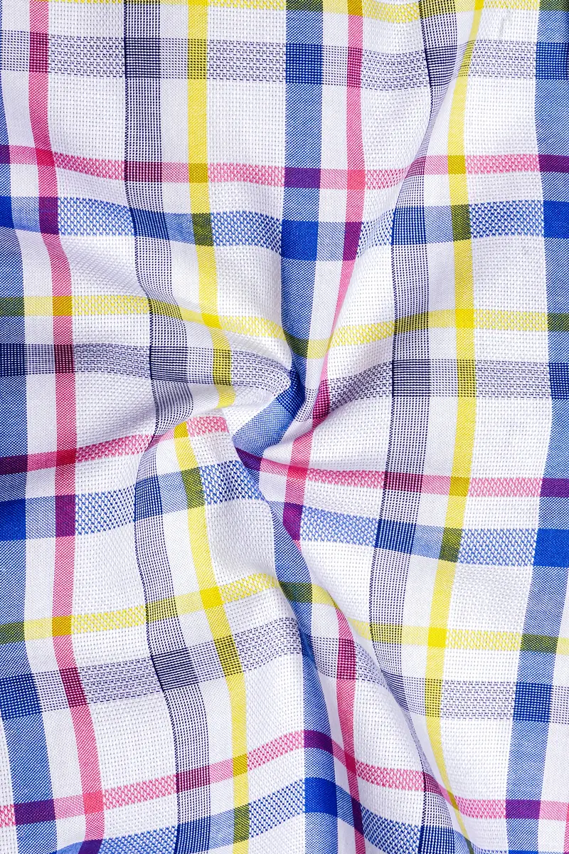 Bright White And Brink Pink Plaid Dobby Textured Premium Giza Cotton Boxer 3