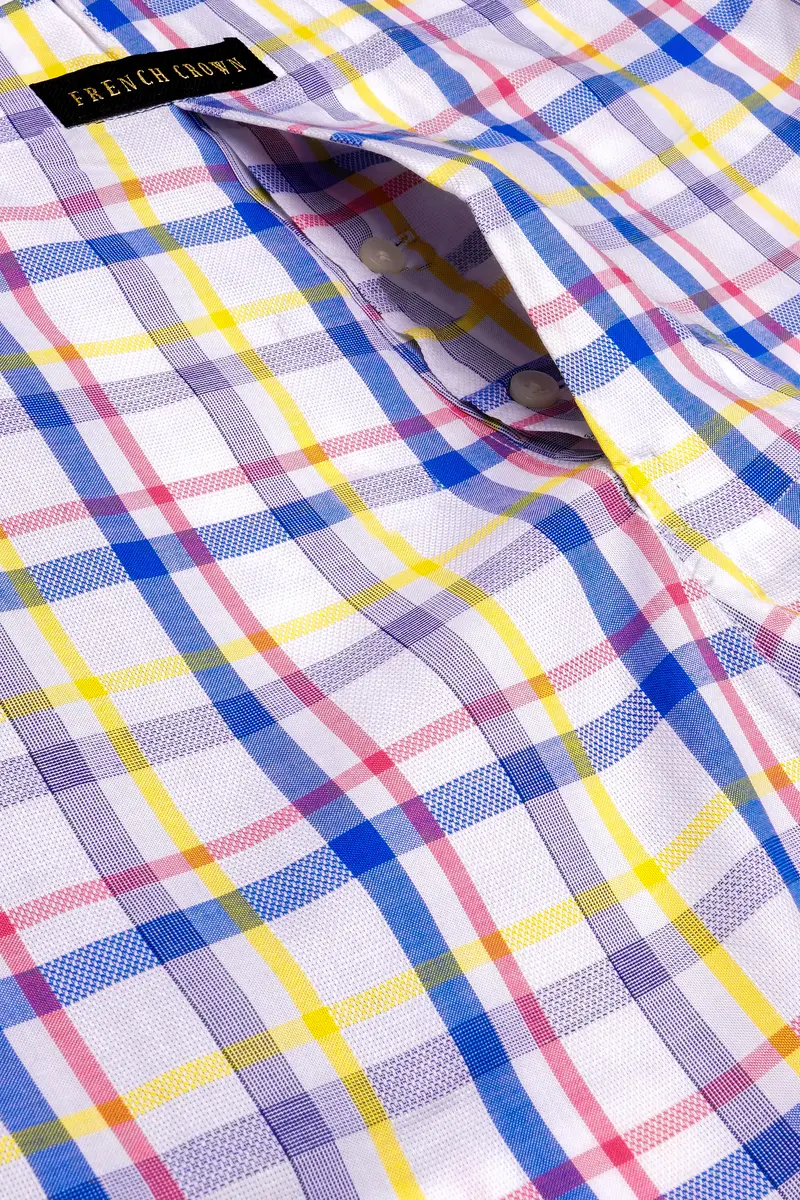 Bright White And Brink Pink Plaid Dobby Textured Premium Giza Cotton Boxer 4