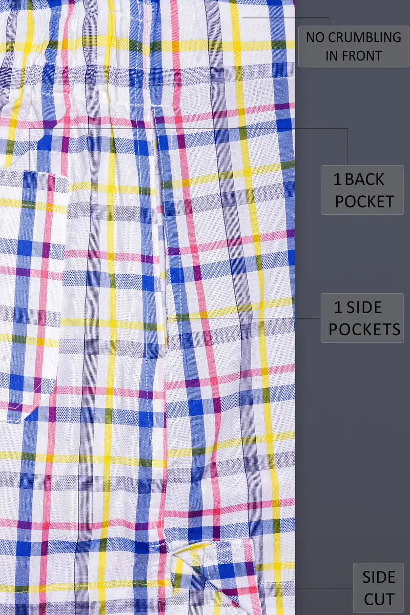 Bright White And Brink Pink Plaid Dobby Textured Premium Giza Cotton Boxer 5