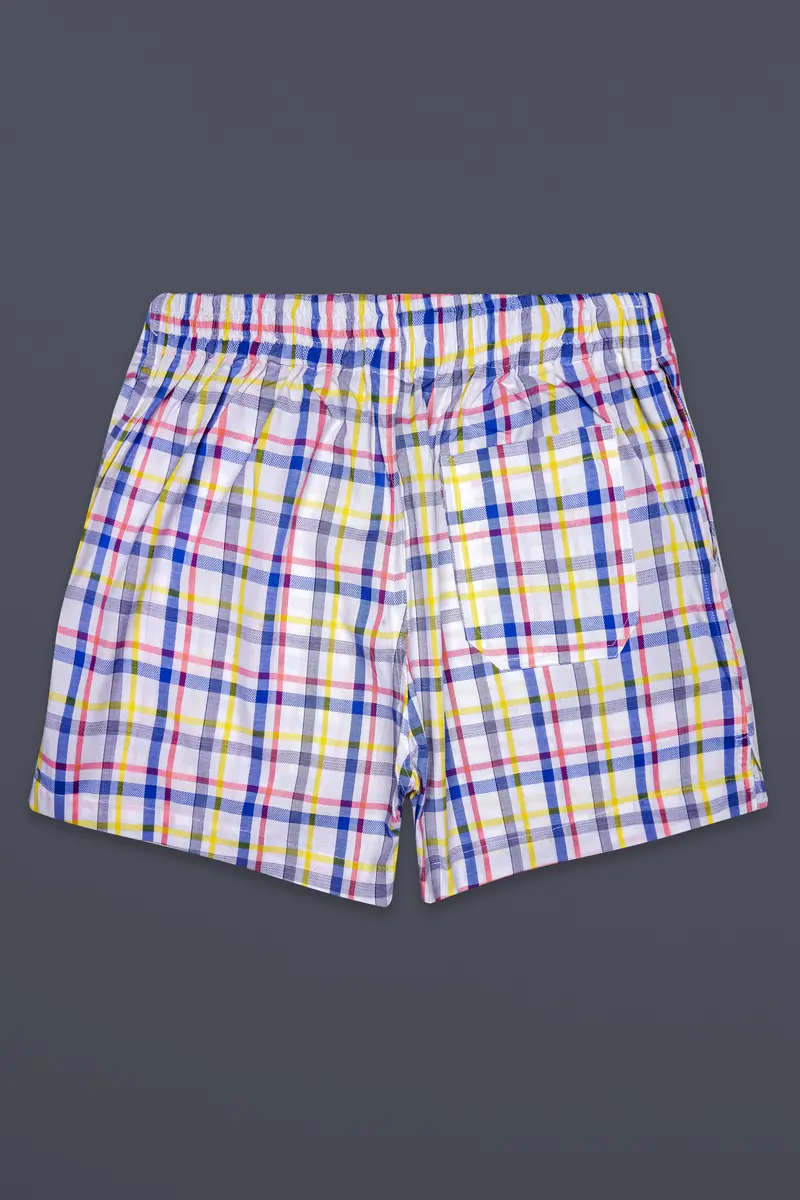 Bright White And Brink Pink Plaid Dobby Textured Premium Giza Cotton Boxer 6