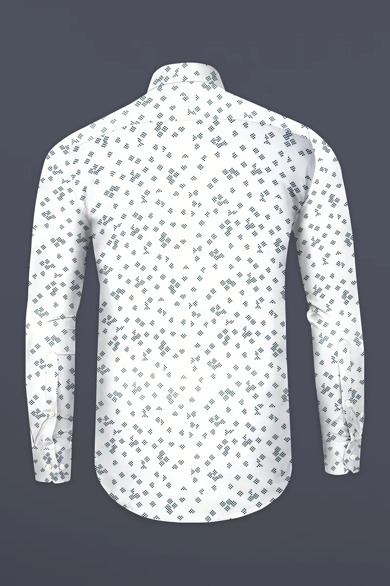 Bright White And Casal Green Dobby Textured Premium Giza Cotton Shirt 5