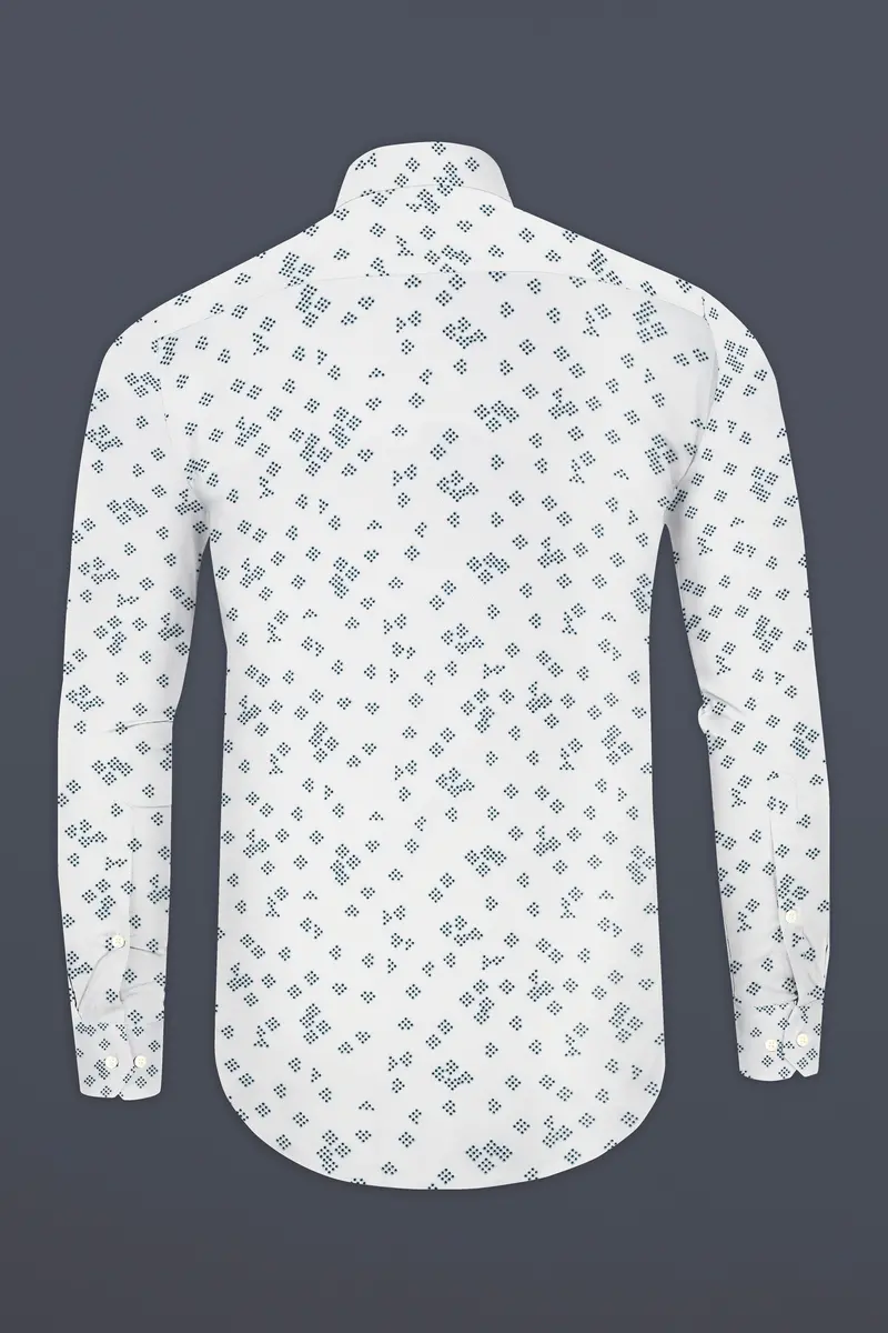 Bright White And Casal Green Dobby Textured Premium Giza Cotton Shirt 5