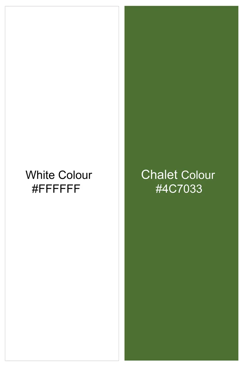 Bright White And Chalet Green Butta Embroidered Premium Cotton Shirt 8
