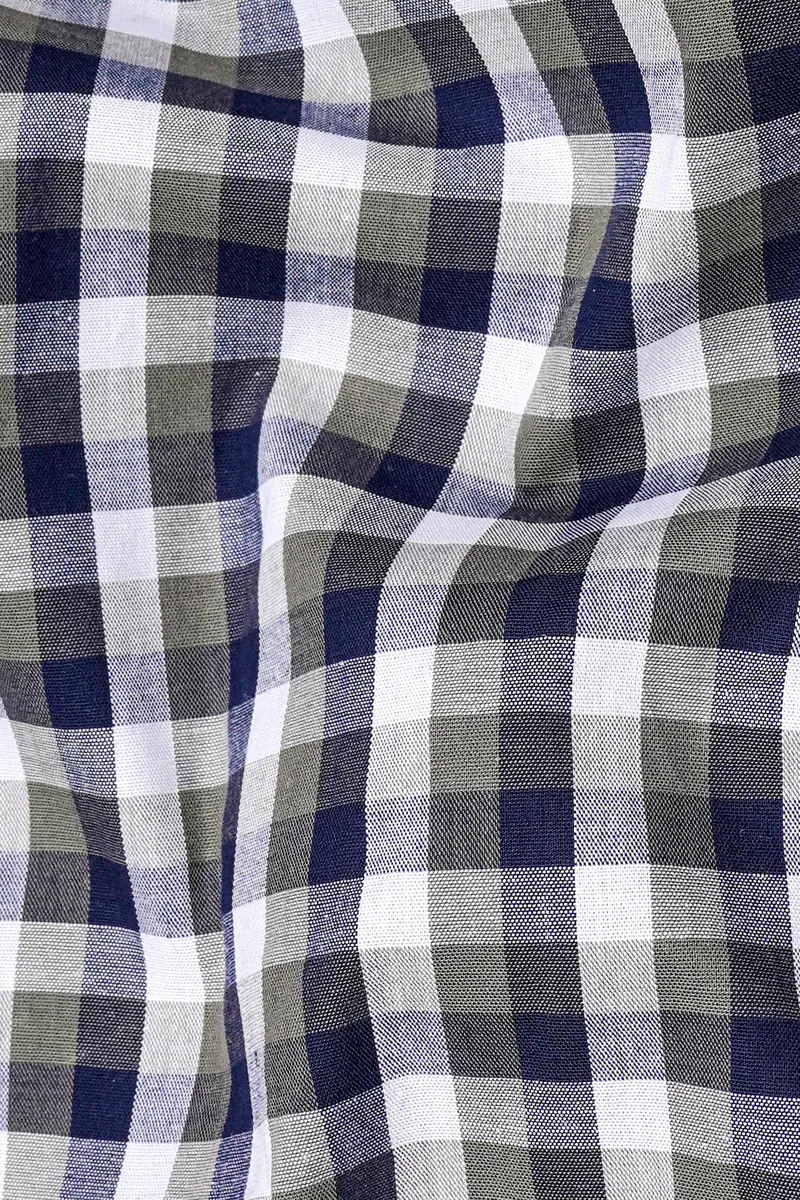 Bright White And Cloud Burst Blue Gingham Premium Cotton Shirt 2