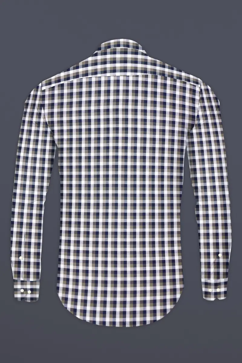 Bright White And Cloud Burst Blue Gingham Premium Cotton Shirt 5