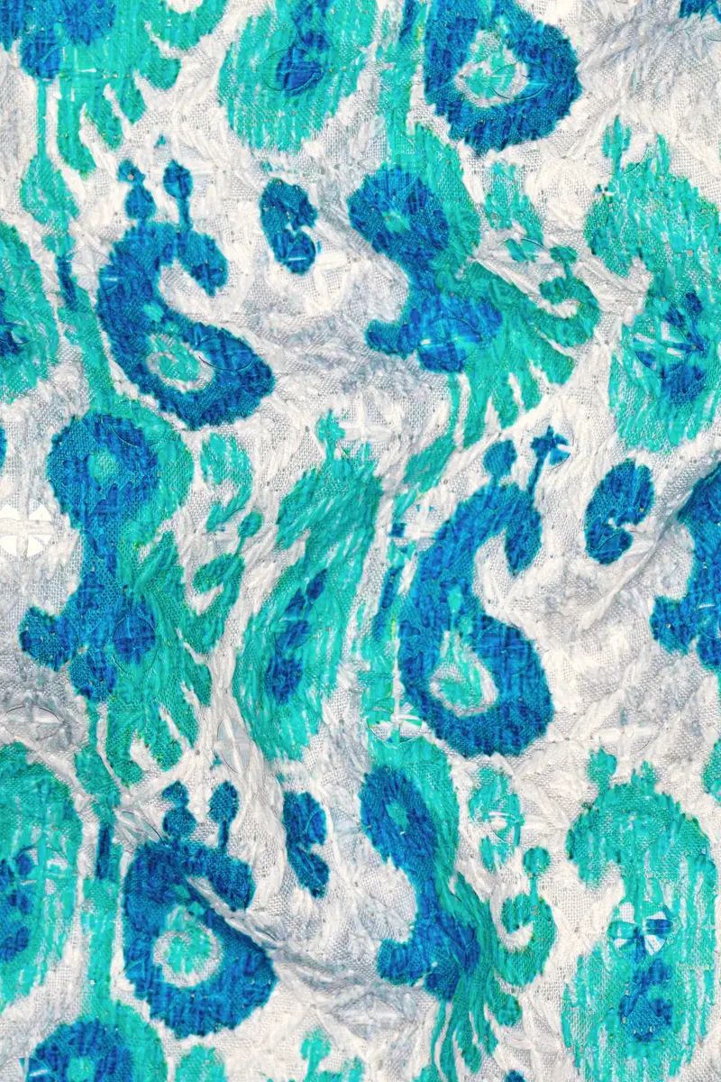 Bright White And Curious Blue Designer Thread Embroidered Nehru Jacket 3