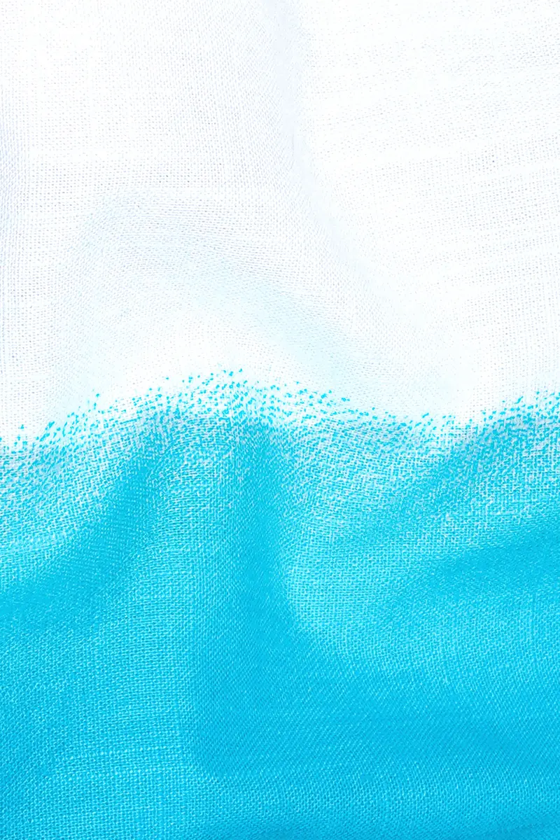 Bright White And Dark Turquoise Blue Chambray Textured Premium Cotton Shirt 3
