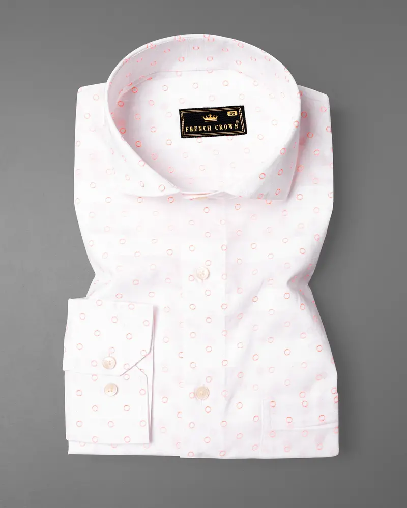 Bright White And Ebb Striped And Circular Dobby Textured Giza Cotton Shirt 3