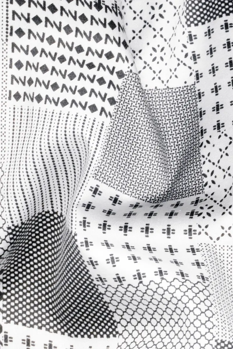 Bright White And Granite Gray Printed Super Soft Premium Cotton Shirt 2