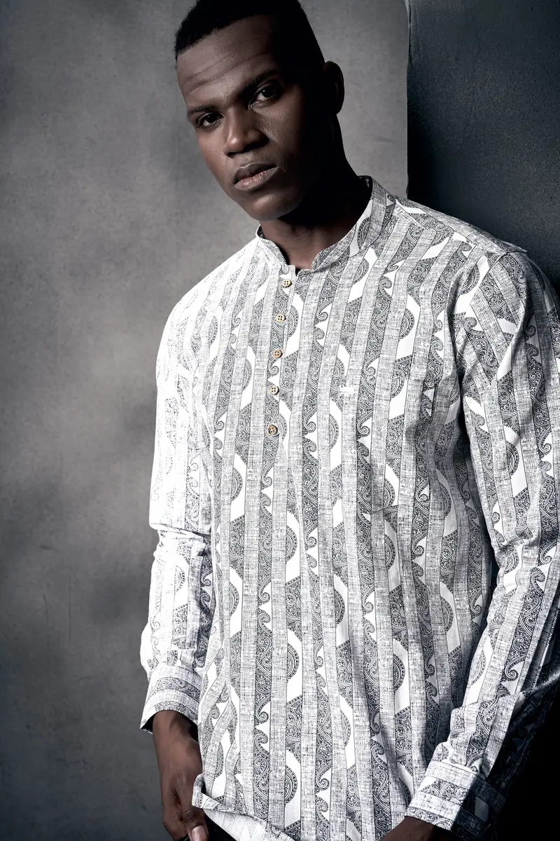 Bright White And Jade Black Stripes Printed Chambray Premium Giza Cotton Shirt 4