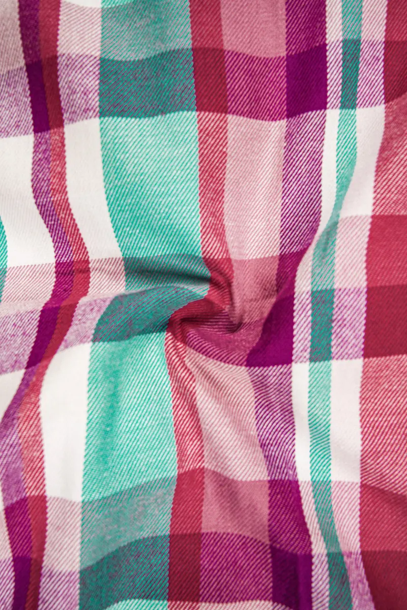 Bright White And Jasper Pink Plaid Twill Premium Cotton Hoodie Shirt 3