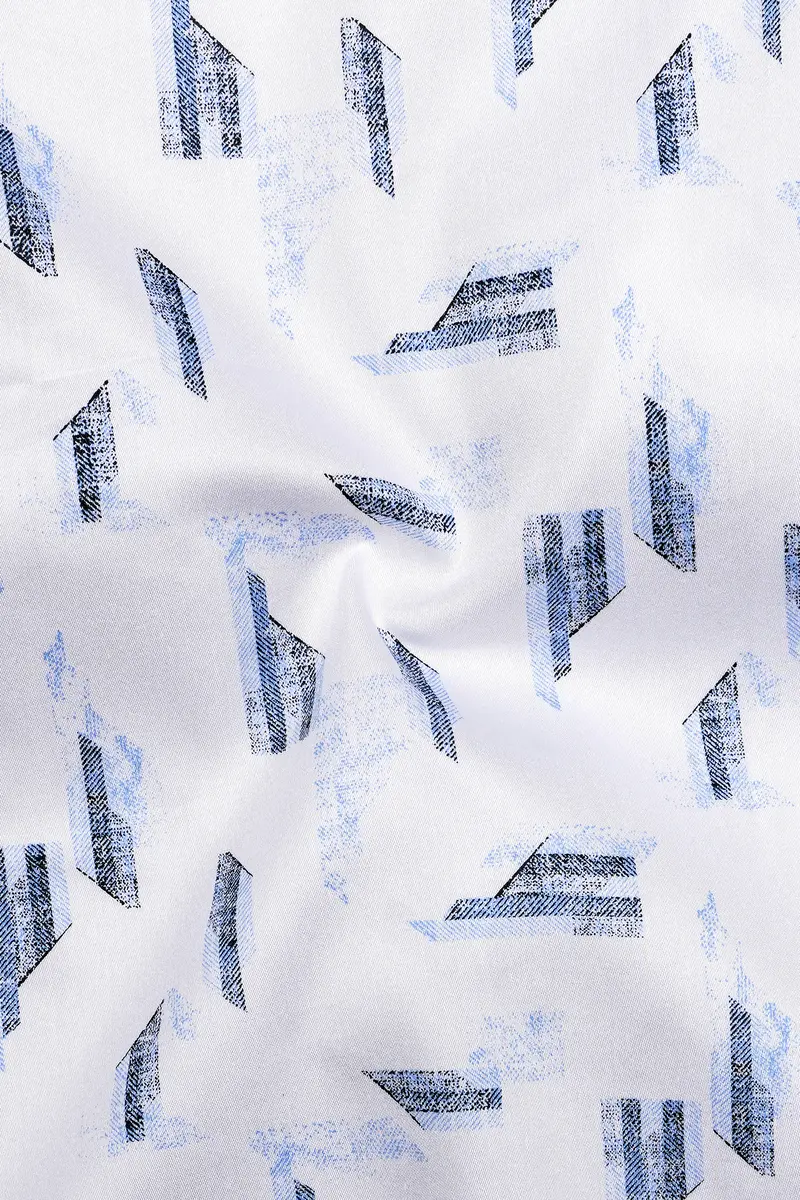 Bright White And Jordy Blue Printed Super Soft Premium Cotton Designer Shirt 3