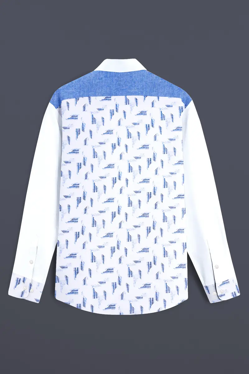 Bright White And Jordy Blue Printed Super Soft Premium Cotton Designer Shirt 7