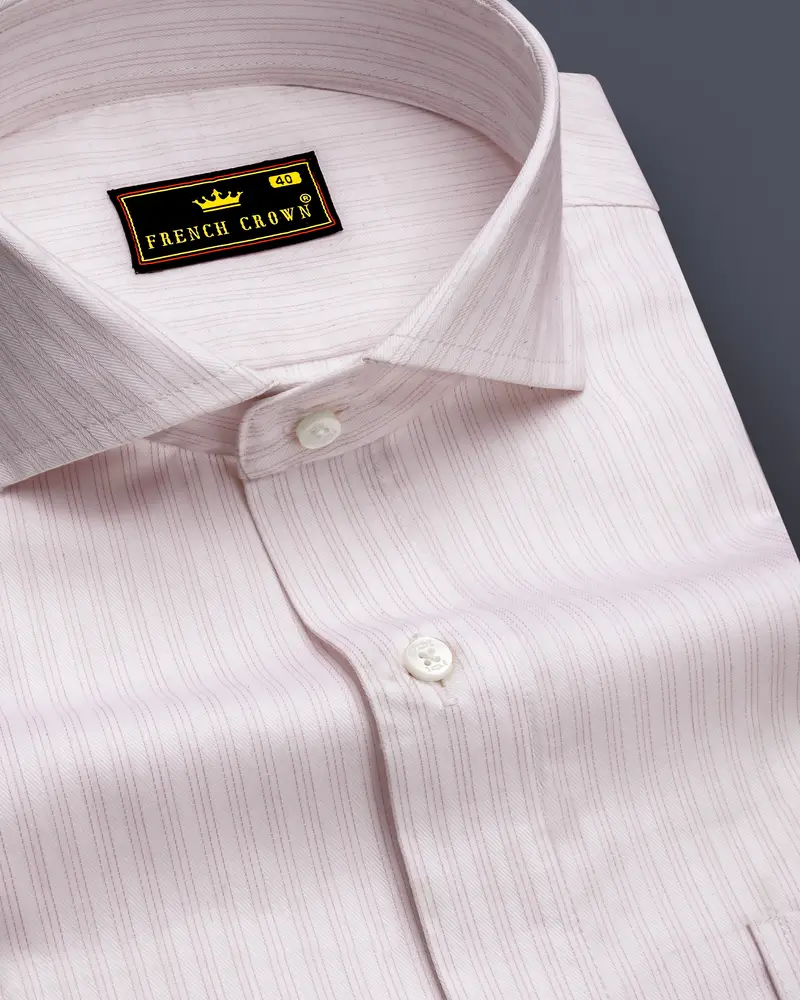 Bright White And Maverick Pink Twill Pinstriped Premium Cotton Shirt 1