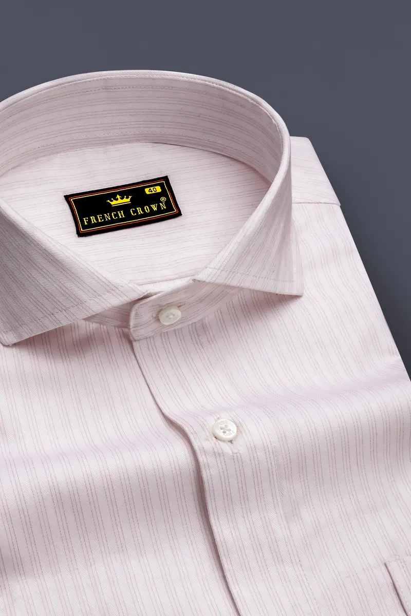 Bright White And Maverick Pink Twill Pinstriped Premium Cotton Shirt 2