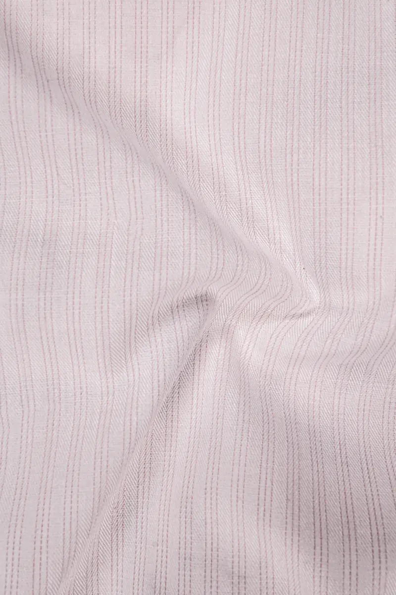 Bright White And Maverick Pink Twill Pinstriped Premium Cotton Shirt 3