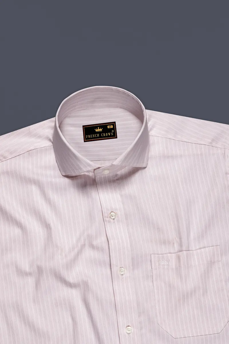 Bright White And Maverick Pink Twill Pinstriped Premium Cotton Shirt 5