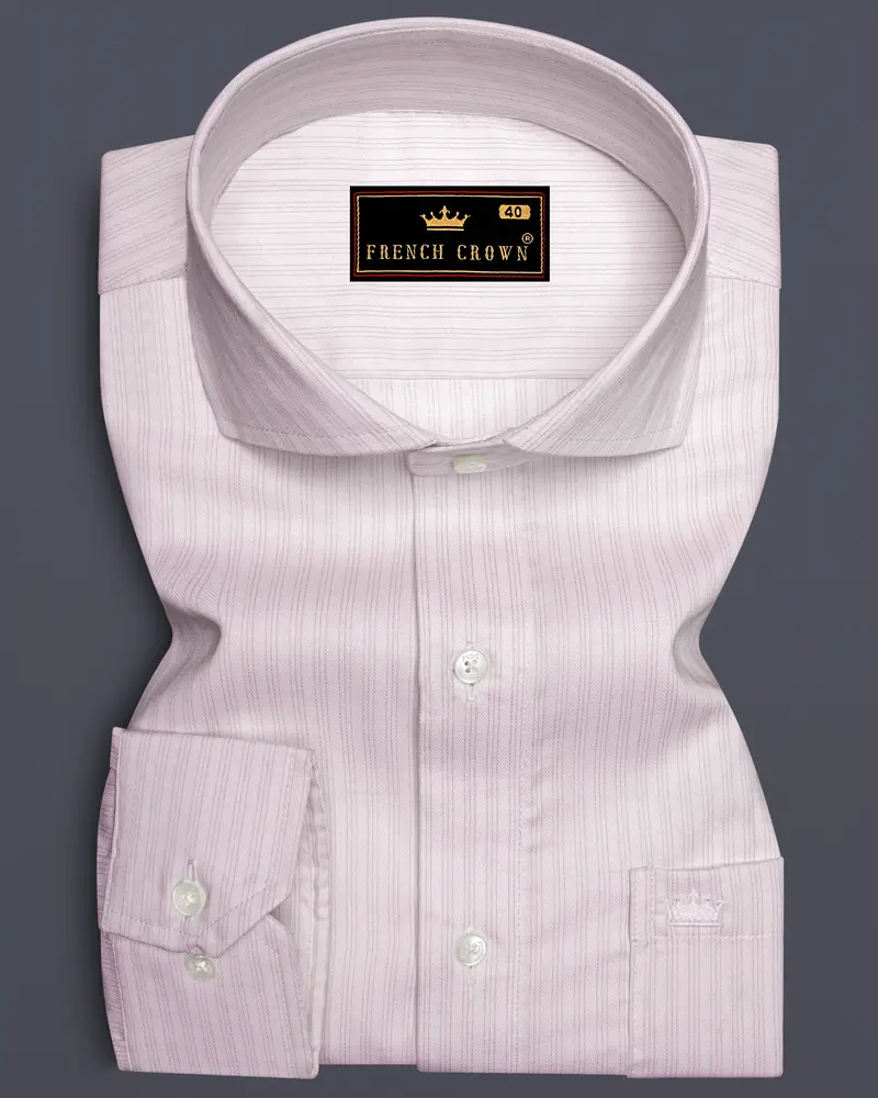 Bright White And Maverick Pink Twill Pinstriped Premium Cotton Shirt 6