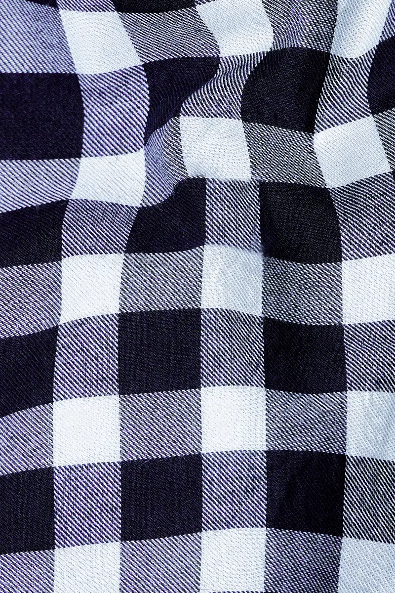 Bright White And Mirage Blue Gingham Twill Premium Cotton Shirt 2