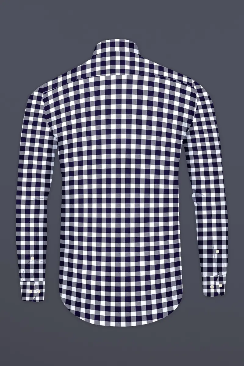 Bright White And Mirage Blue Gingham Twill Premium Cotton Shirt 5