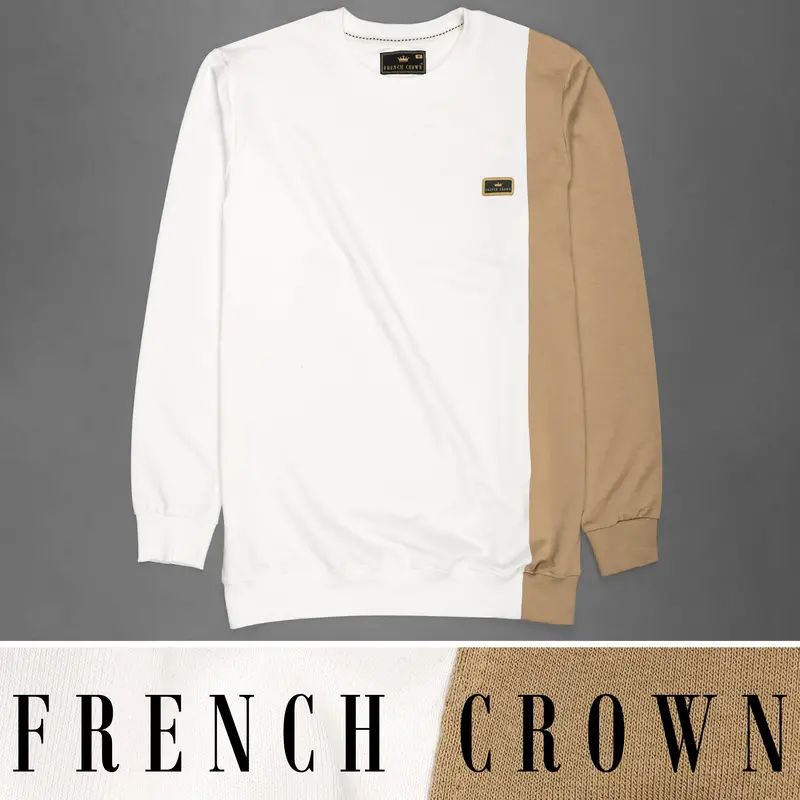 Bright White And Muesli Brown Sweatshirt 1