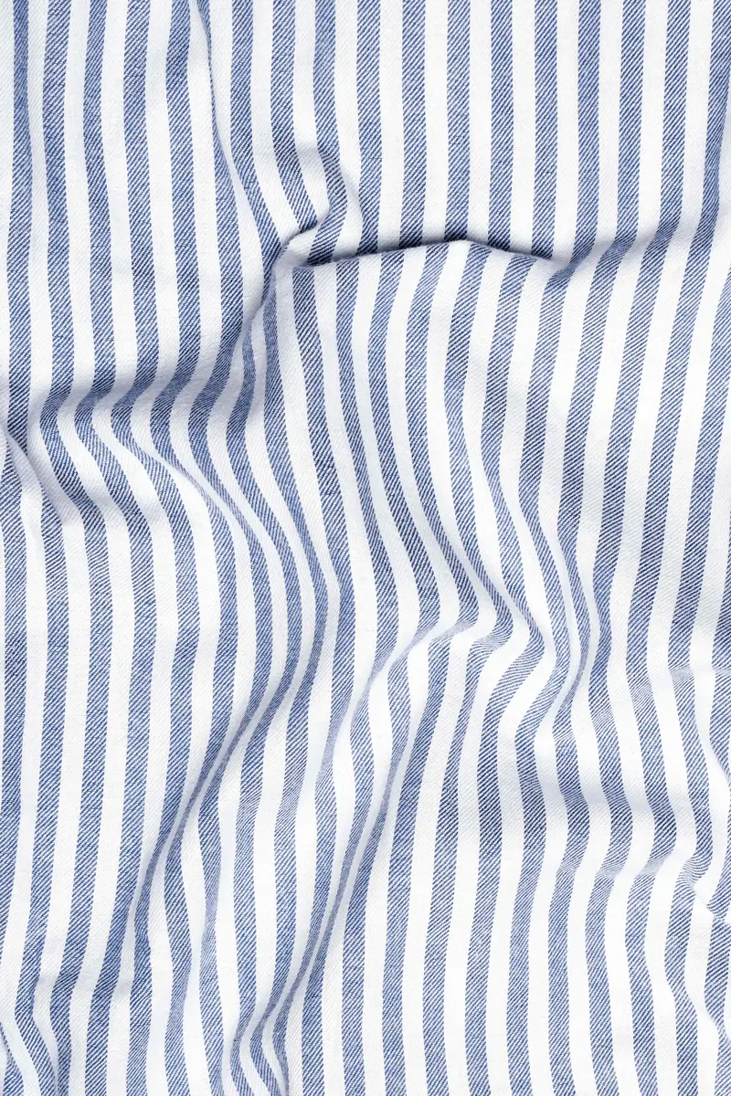 Bright White And Mulled Haze Blue Striped Royal Oxford Shirt 2