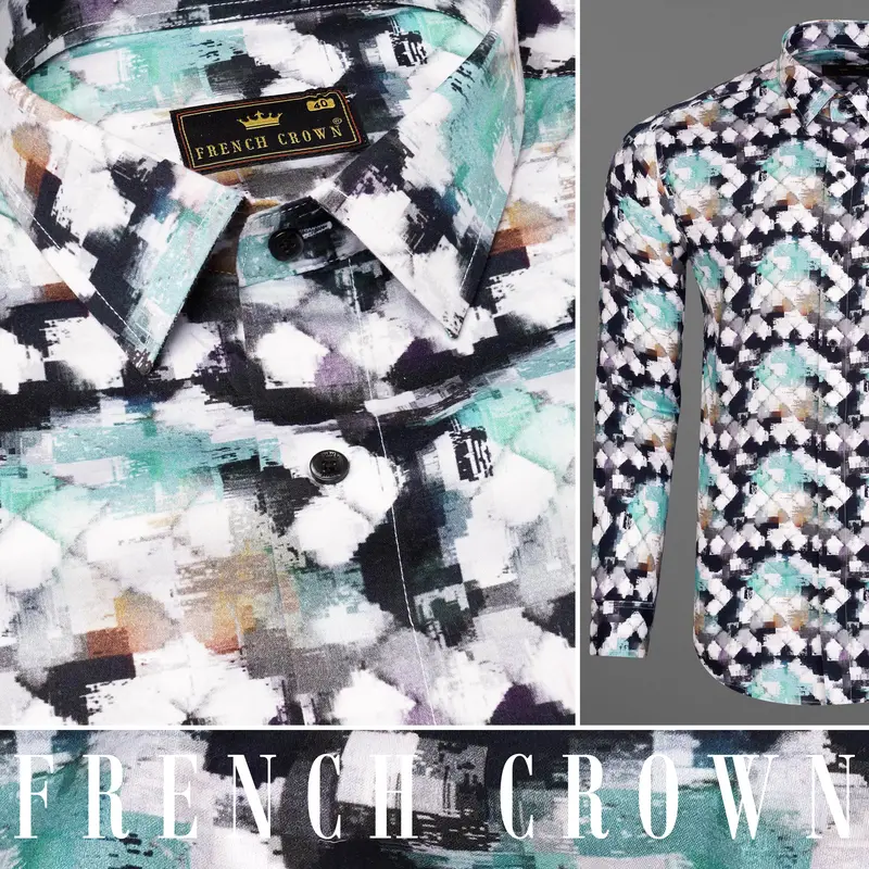 Bright White And Mulled Wine Marble Printed Super Soft Premium Cotton Shirt 10