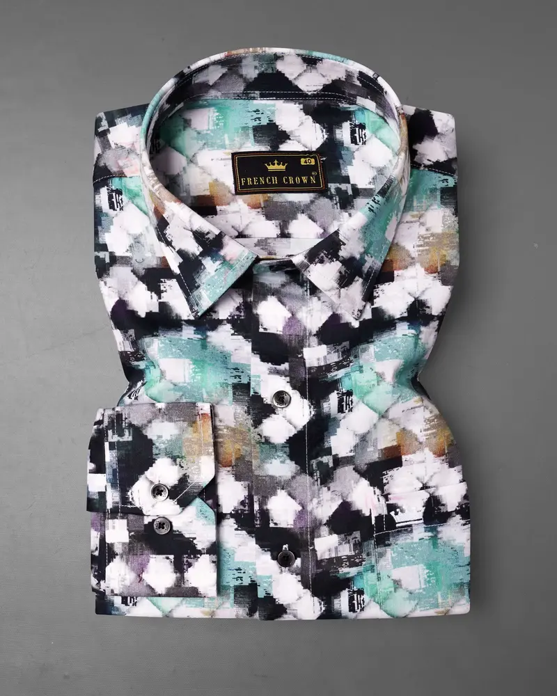 Bright White And Mulled Wine Marble Printed Super Soft Premium Cotton Shirt 3