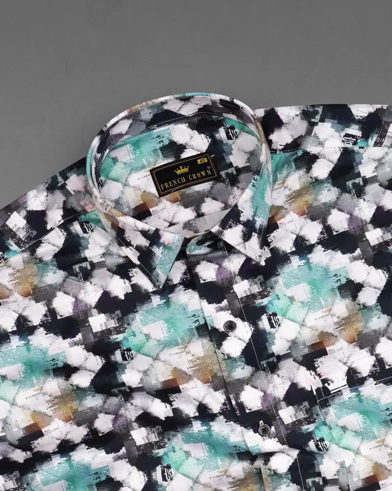 Bright White And Mulled Wine Marble Printed Super Soft Premium Cotton Shirt 4