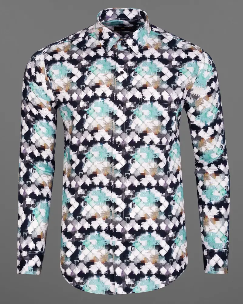 Bright White And Mulled Wine Marble Printed Super Soft Premium Cotton Shirt 5