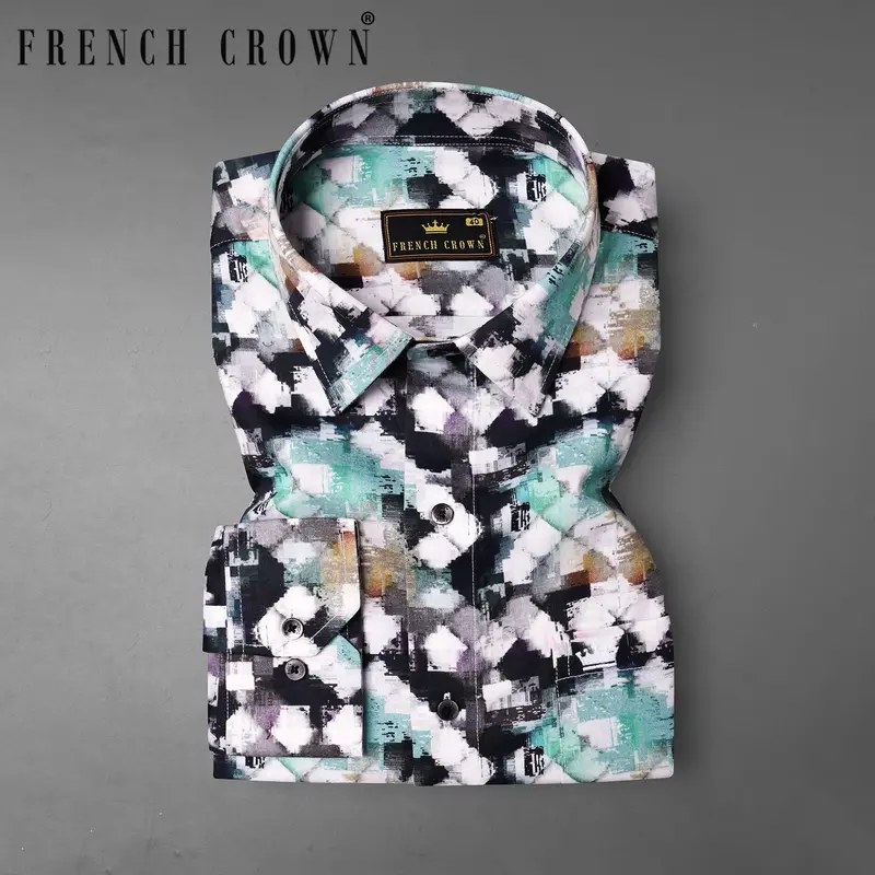 Bright White And Mulled Wine Marble Printed Super Soft Premium Cotton Shirt 7