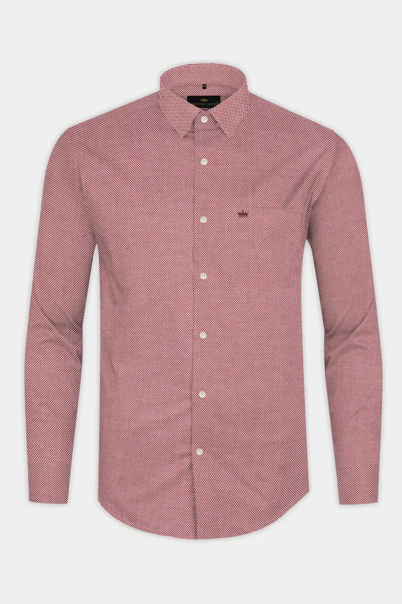 Bright White And Old Brick Dna-Like Dobby Textured Premium Giza Cotton Shirt 4