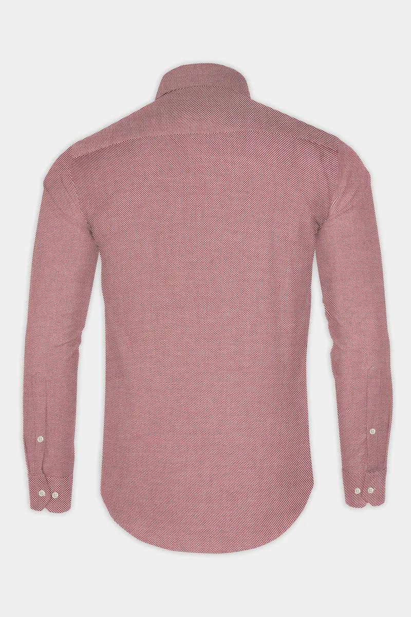 Bright White And Old Brick Dna-Like Dobby Textured Premium Giza Cotton Shirt 5