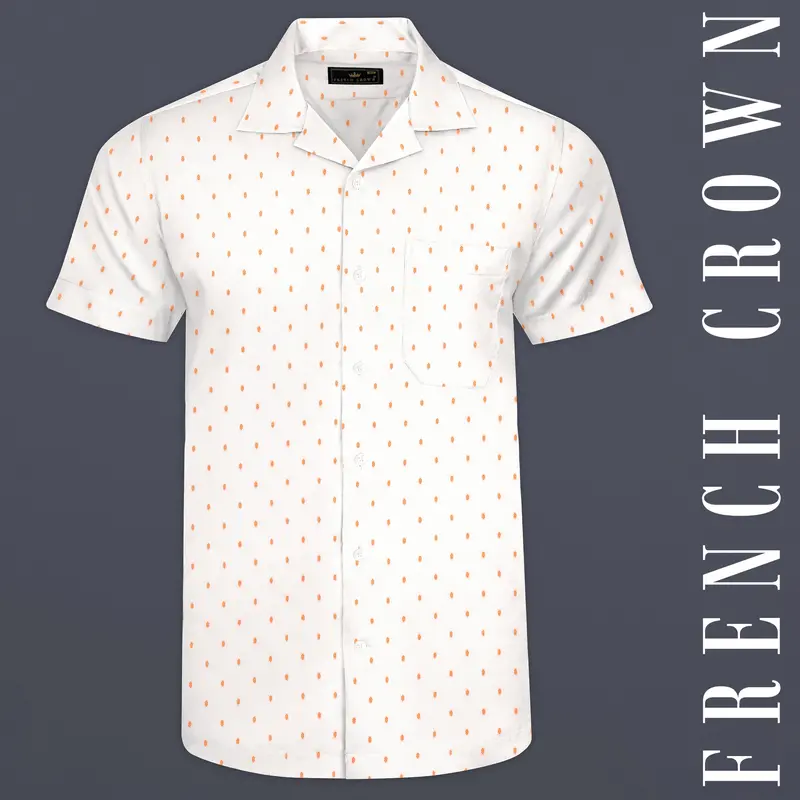 Bright White And Pale Salmon Dobby Textured Premium Giza Cotton Shirt 1