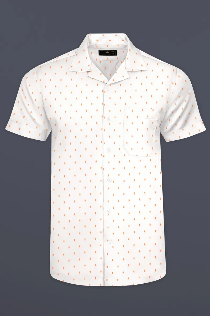 Bright White And Pale Salmon Dobby Textured Premium Giza Cotton Shirt 2