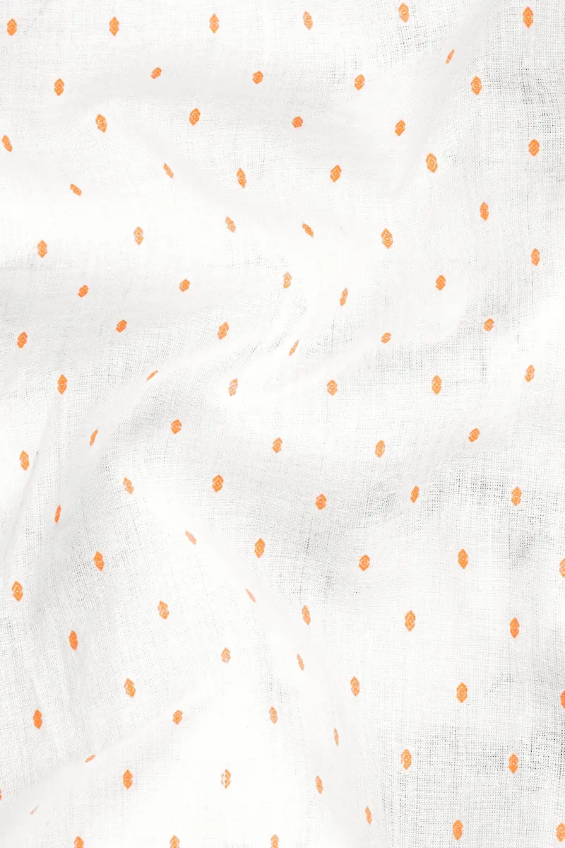 Bright White And Pale Salmon Dobby Textured Premium Giza Cotton Shirt 3