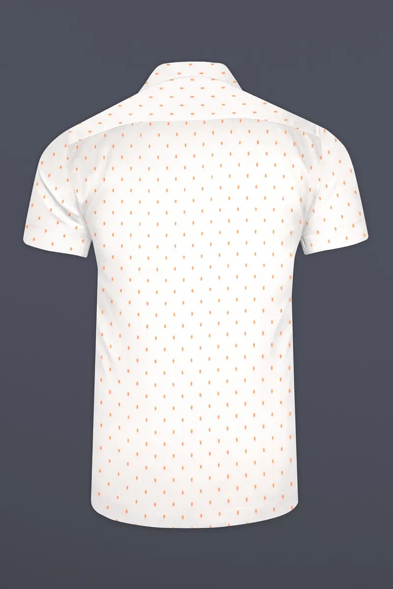 Bright White And Pale Salmon Dobby Textured Premium Giza Cotton Shirt 6