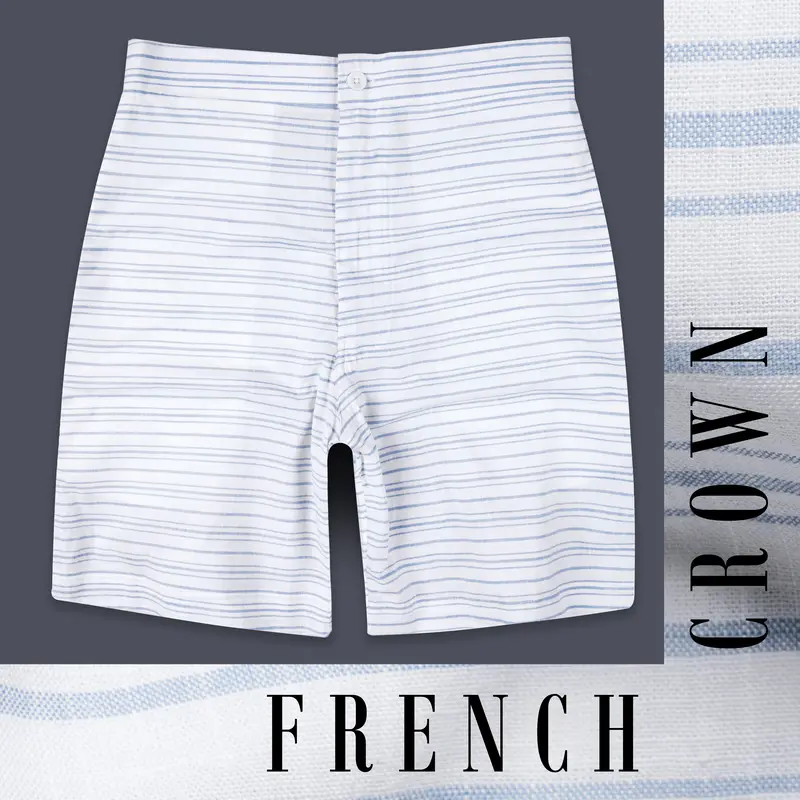 Bright White And Sapphire Blue Stripes Chambray Short 1