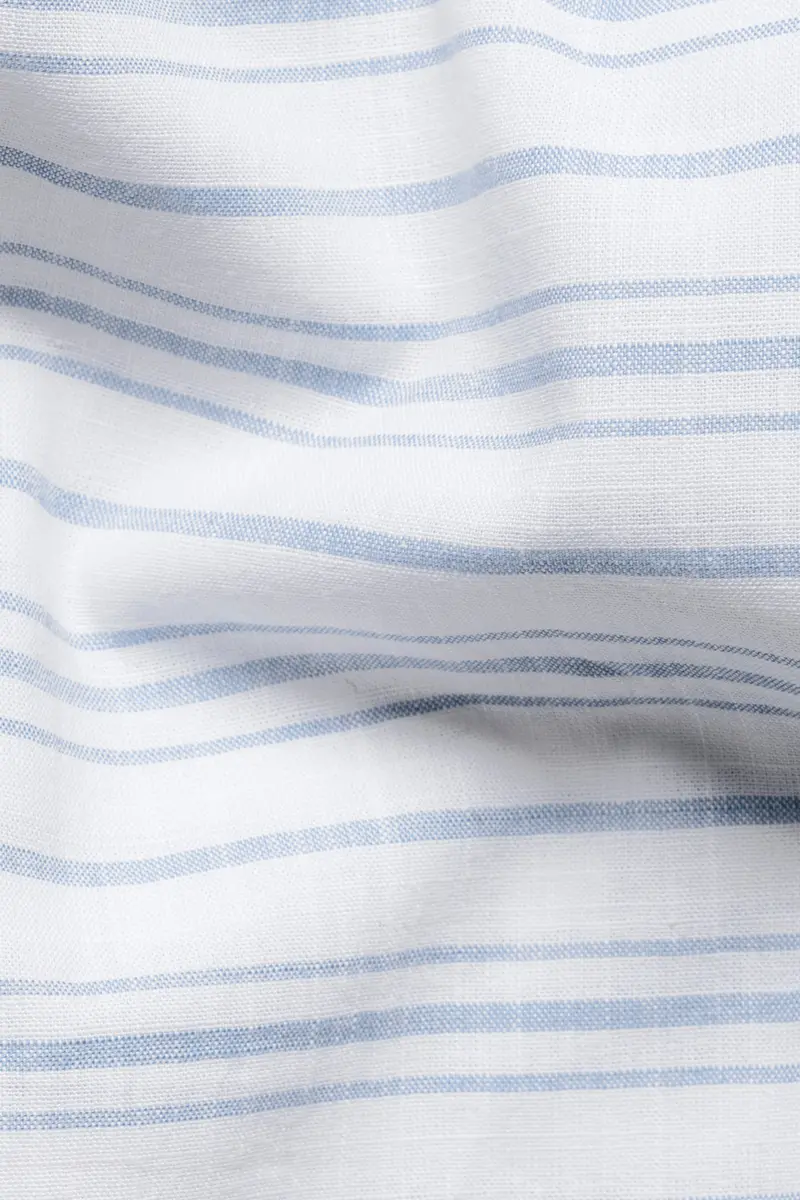 Bright White And Sapphire Blue Stripes Chambray Short 3