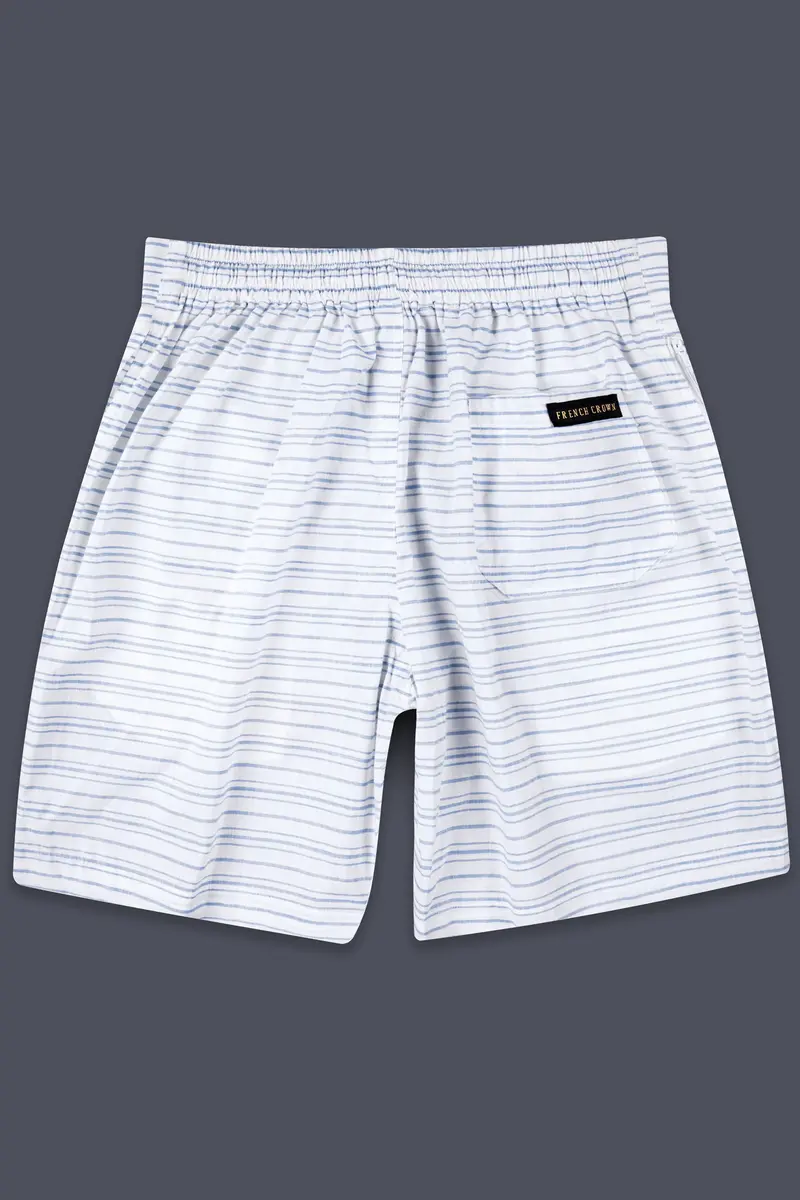 Bright White And Sapphire Blue Stripes Chambray Short 5