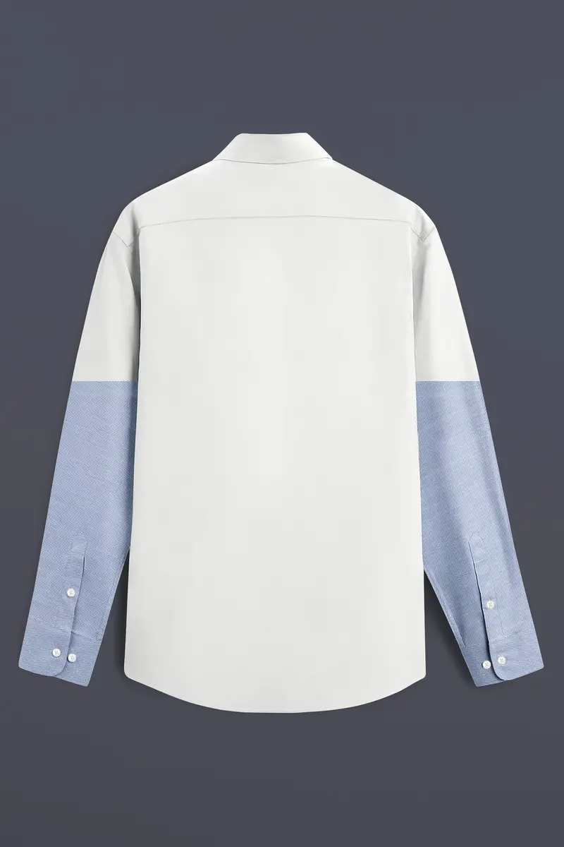 Bright White And Spindle Blue Half Coloured Sleeves Premium Cotton Designer Shirt 7