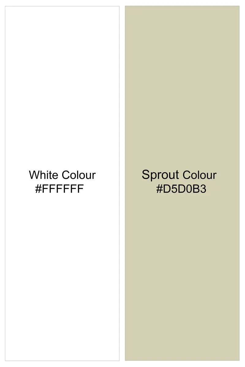 Bright White And Sprout Cream Striped Dobby Textured Premium Giza Cotton Dress Shirt 7