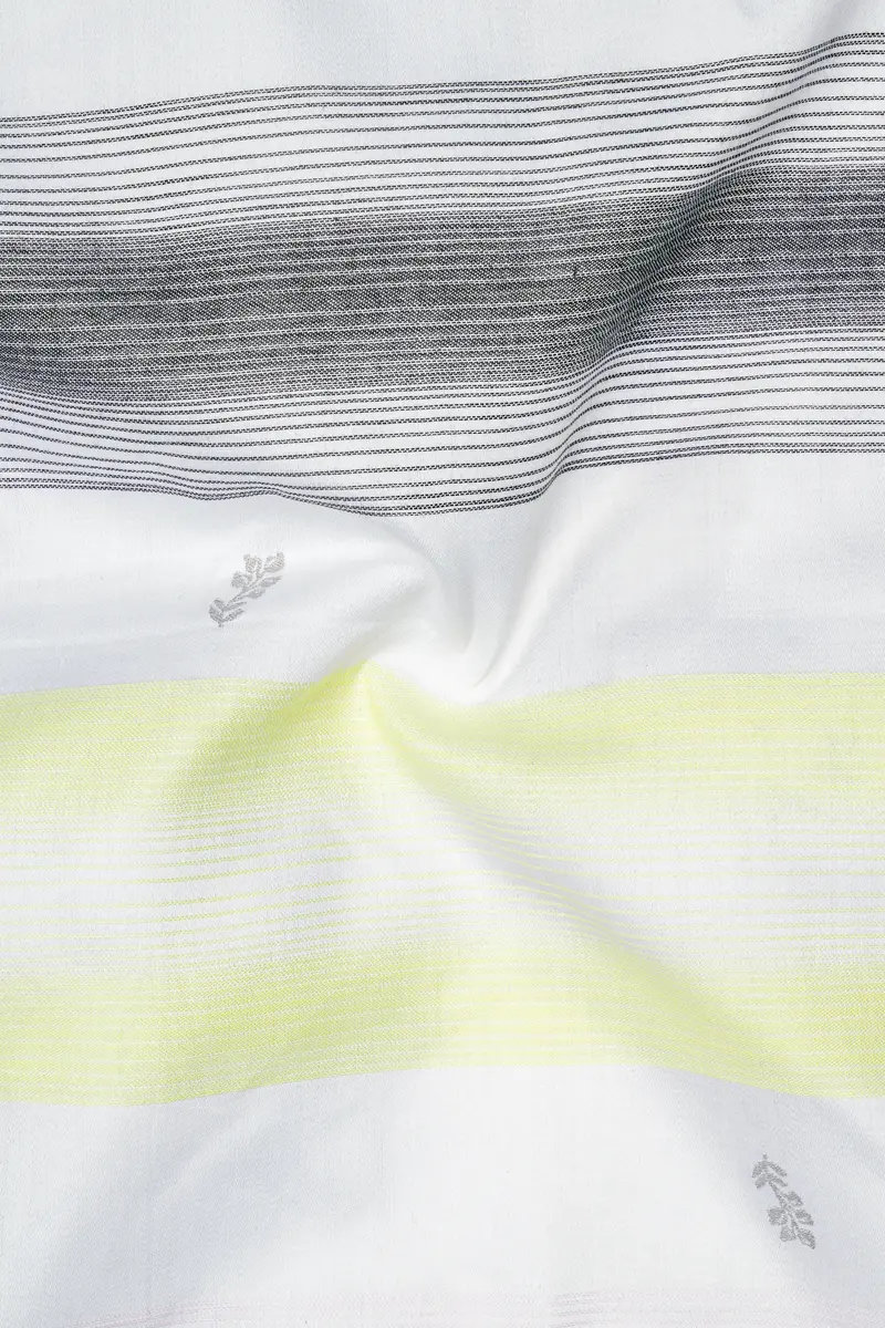 Bright White And Tundora Black With Platinum Pink Jacquard Textured Premium Giza Cotton Shirt 3