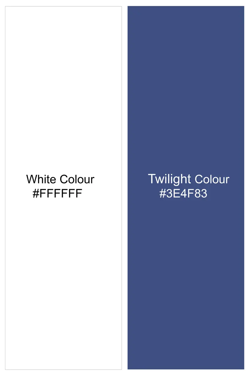 Bright White And Twilight Blue Printed Subtle Sheen Super Soft Premium Cotton Shirt 8