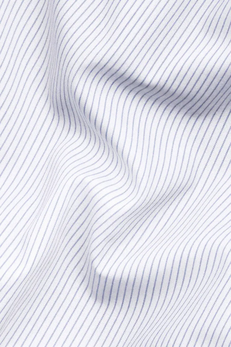 Bright White And Yonder Blue Pinstriped Premium Cotton Shirt 2